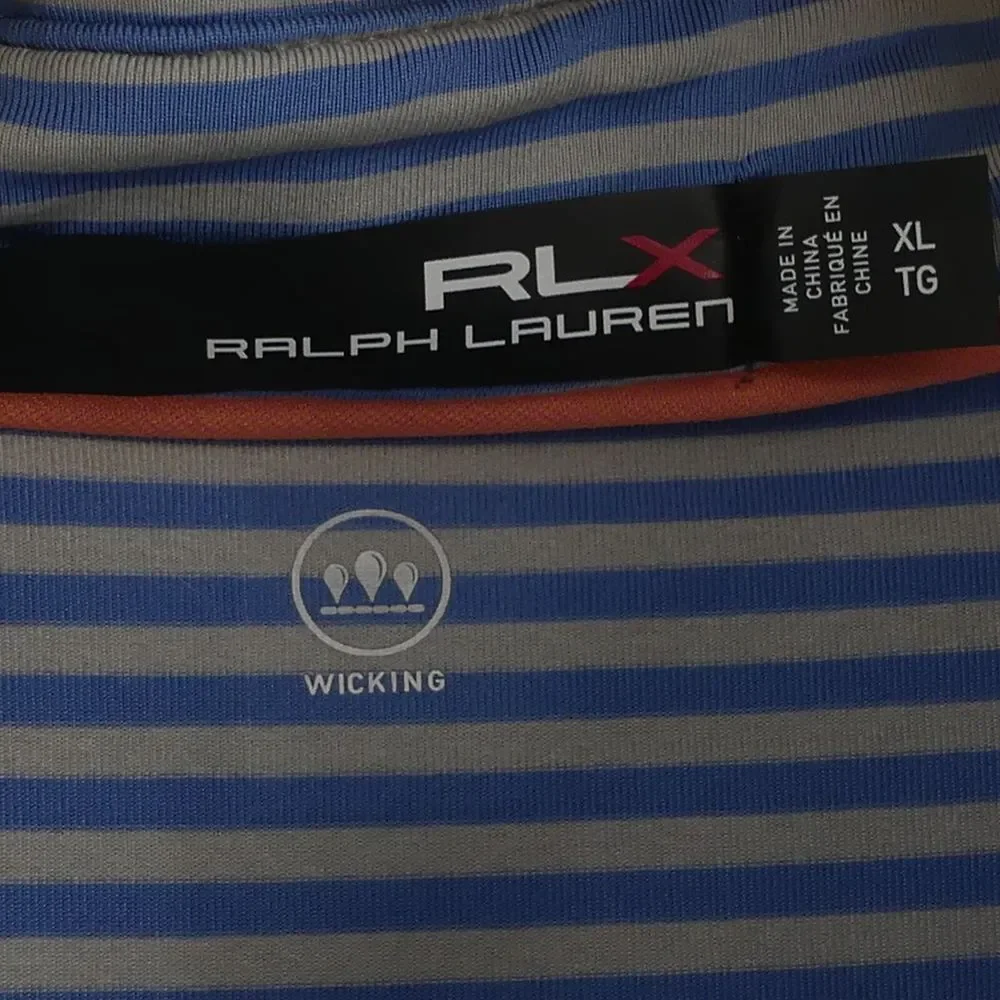 RLX Ralph‎ Lauren Men's XL Blue Gray Striped Polo Shirt No Embroidery